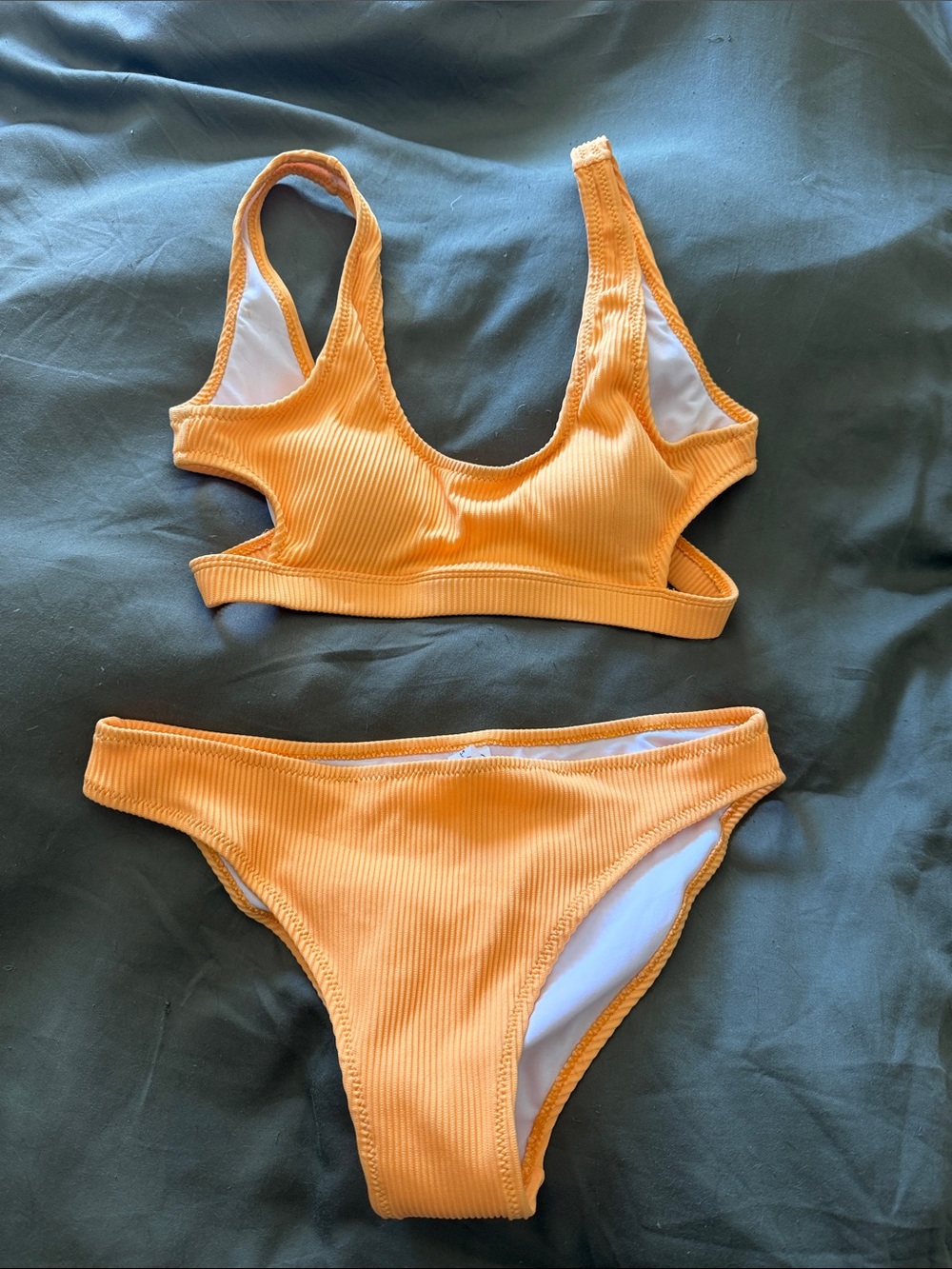 Ribbed Orange Bikini Set - Two Piece Swimwear